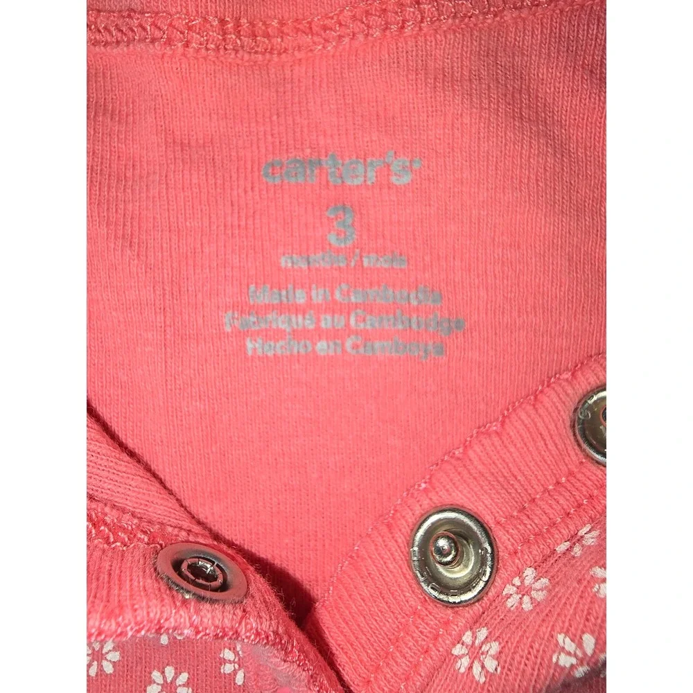 Starting Out &‎ Carters Baby Girl Sleeper Romper Bundle Pink Floral Stripe 3-6M